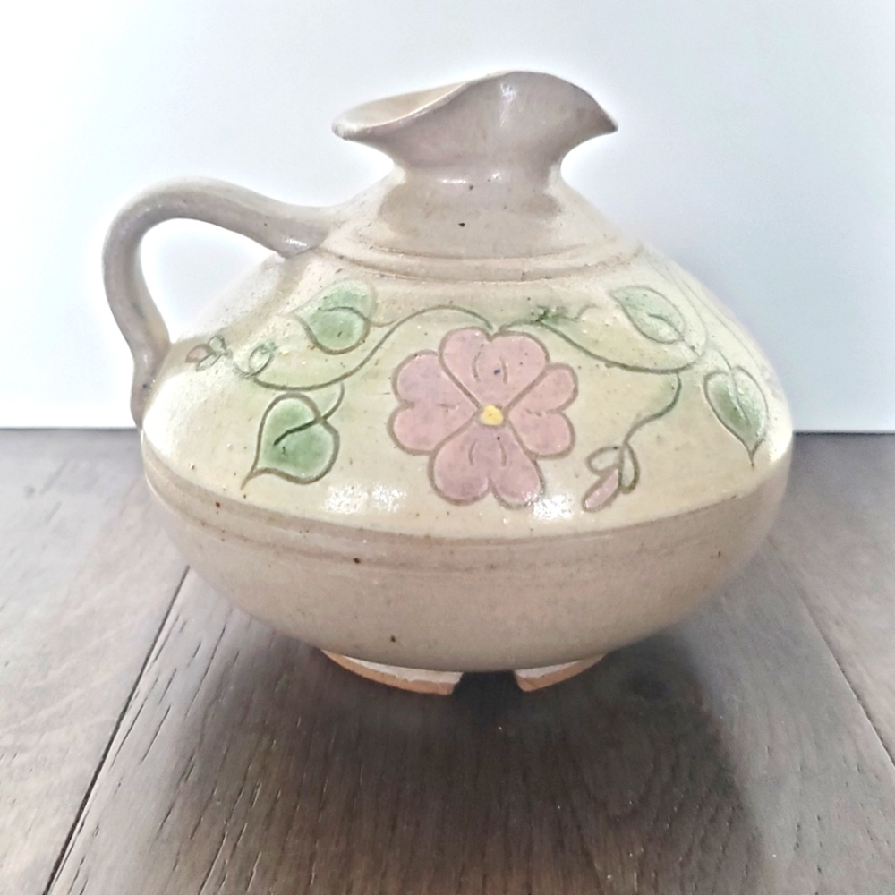 Vintage Cloisonne Tea Pot / Vase Embossed Floral w/ Speckled Glaze Ruffled Spout